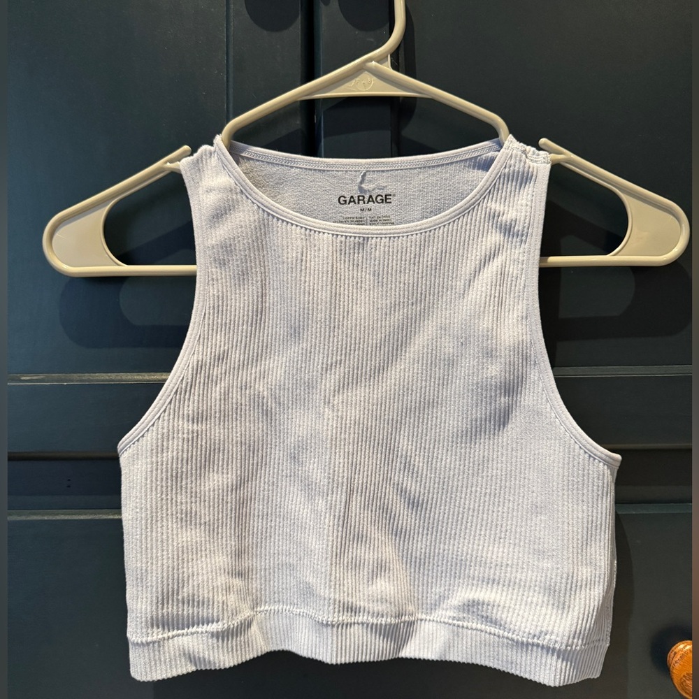 Garage White Ribbed Crop Top